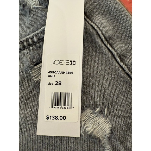 $138 NWT Joe's Jeans Grey Hi Rise Distressed Denim Shorts Size 28 - Picture 7 of 9
